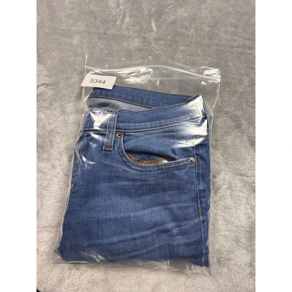 J.Crew Toothpick Jeans Womens Size 32 Distressed‎ Raw Hem Ripped Knee Blue